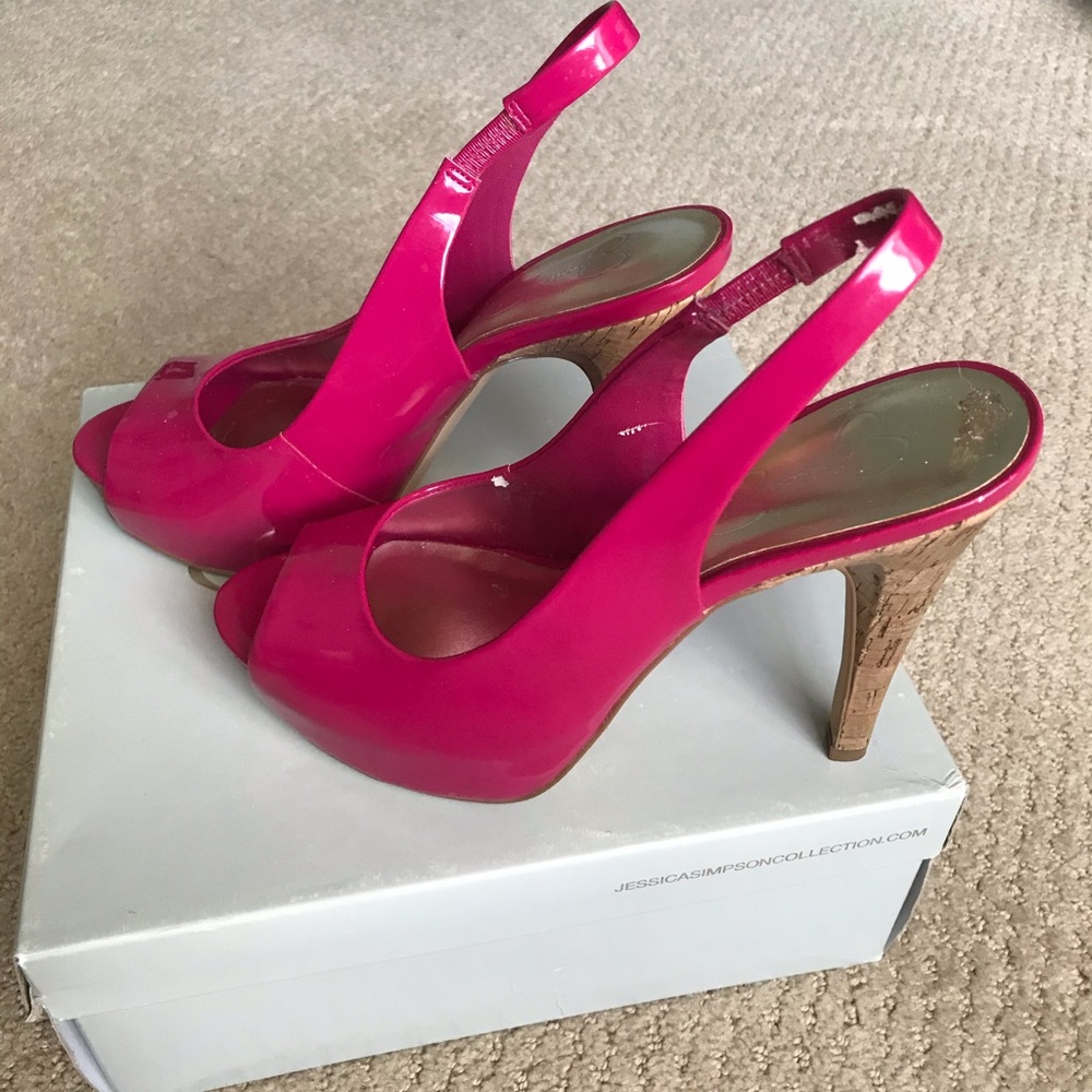 Jessica Simpson open toed slingback pumps - Picture 1 of 6